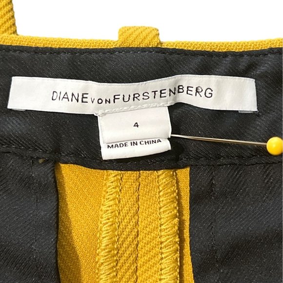 DIANE von FURSTENBERG Women's Pants Nysa Twill Ankle Yellow Mustard Size 4 - Picture 3 of 5
